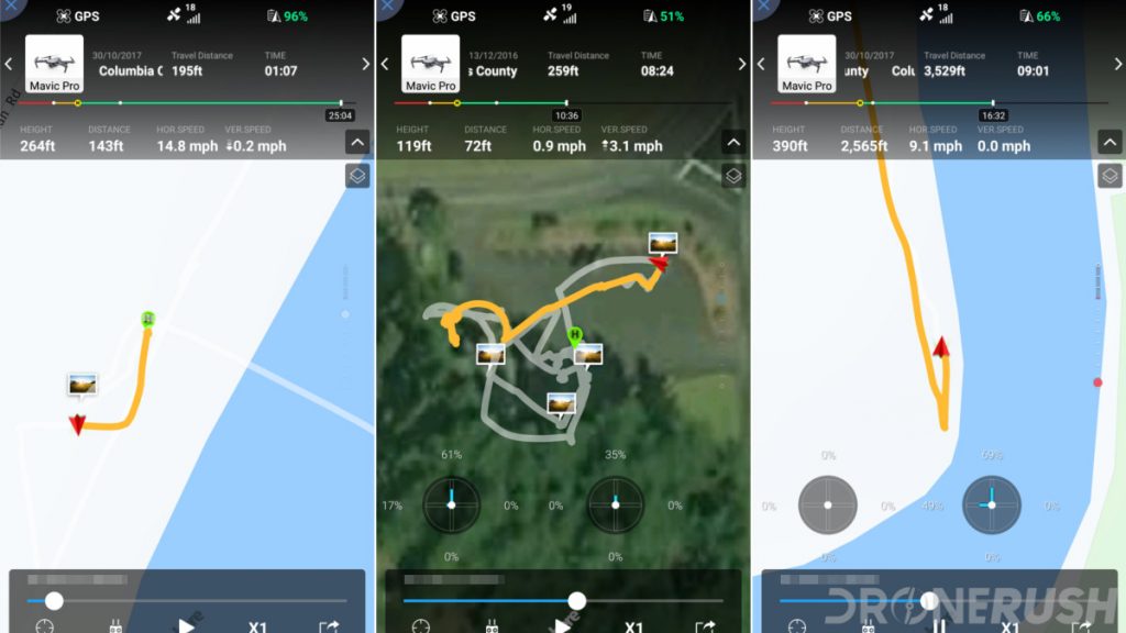 GPS on drones DJI Mavic Pro flight log