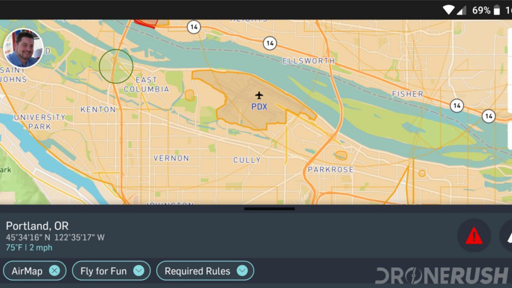 Airmaps no fly zone PDX Airport