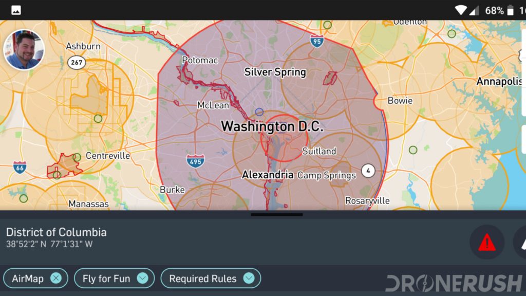 Airmaps no fly zone Washington DC