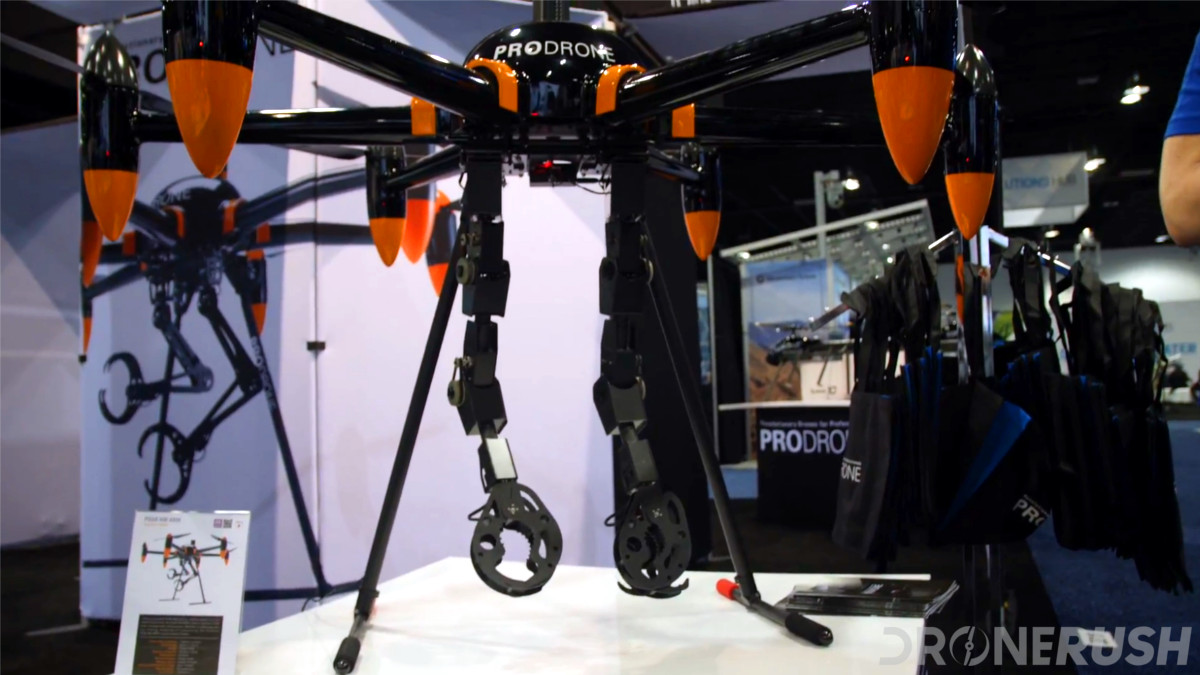 ProDrone PD6B-AW-ARM robot arm drone at AUVSI Xponential 2018 drone and chairs good idea bad idea