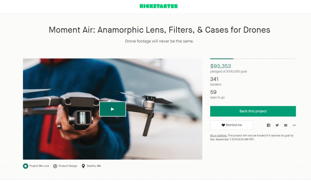 Moment Air Kickstarter campaign