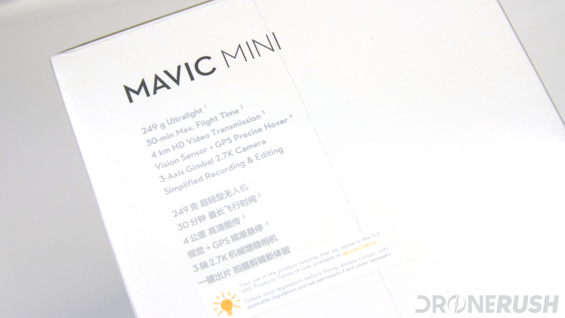 DJI Mavic Mini review Box info