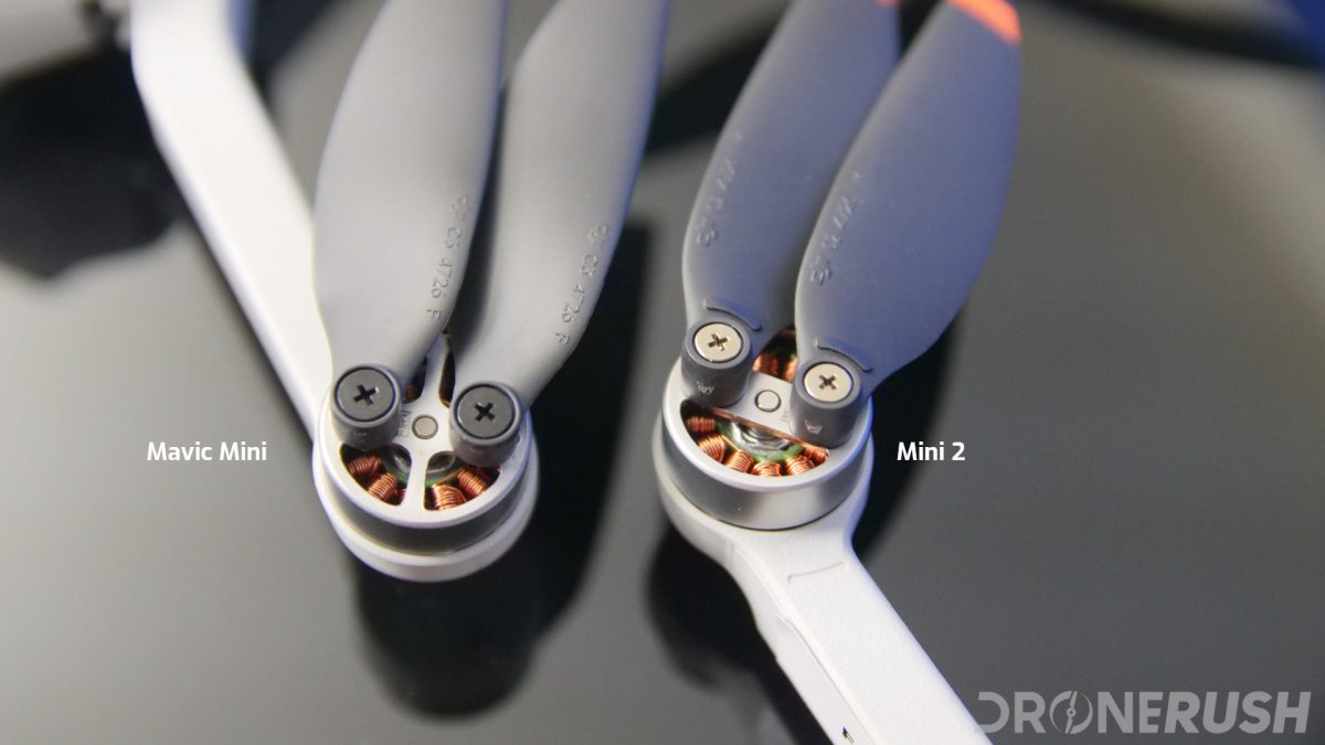 DJI Mini 2 vs DJI Mavic Mini motors labels