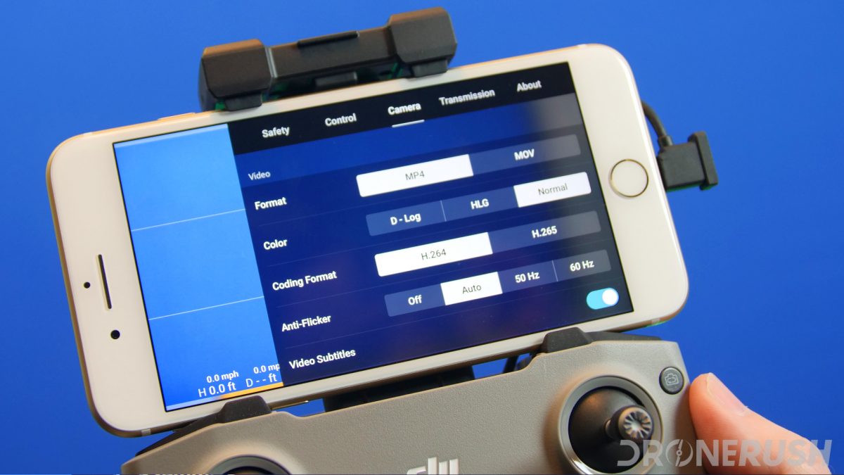 DJI Air 2S controller DJI Fly app camera settings